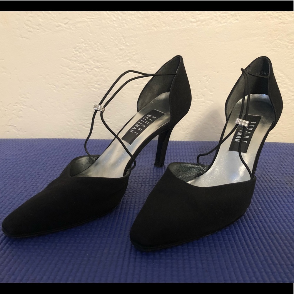 Stuart Weitzman Black Fabric String Pumps